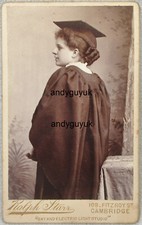 CDV ACADEMIC LADY STUDENT GRADUATE MORTARBOARD STARR CAMBRIDGE ANTIQUE PHOTO