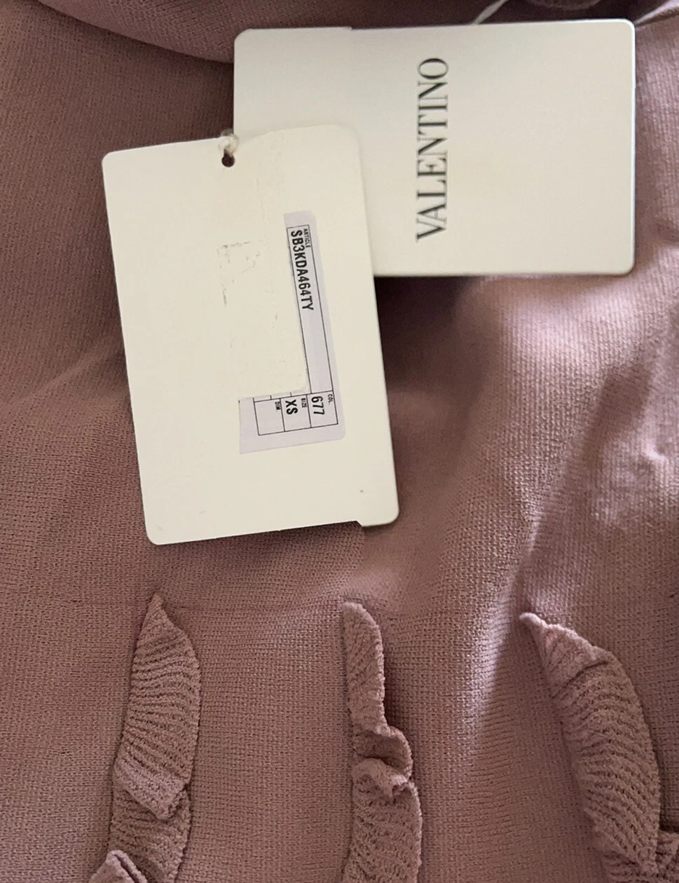 Abito Valentino SPA Blush Mauve manica a 3 4 viscosa arricciacapelli Italia Classico XS Nuovo