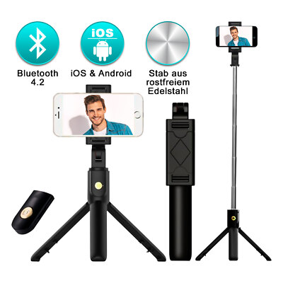 3in1 Bluetooth Selfie Stick für Handy Smartphone mit Fernbedienung Tripod Stativ