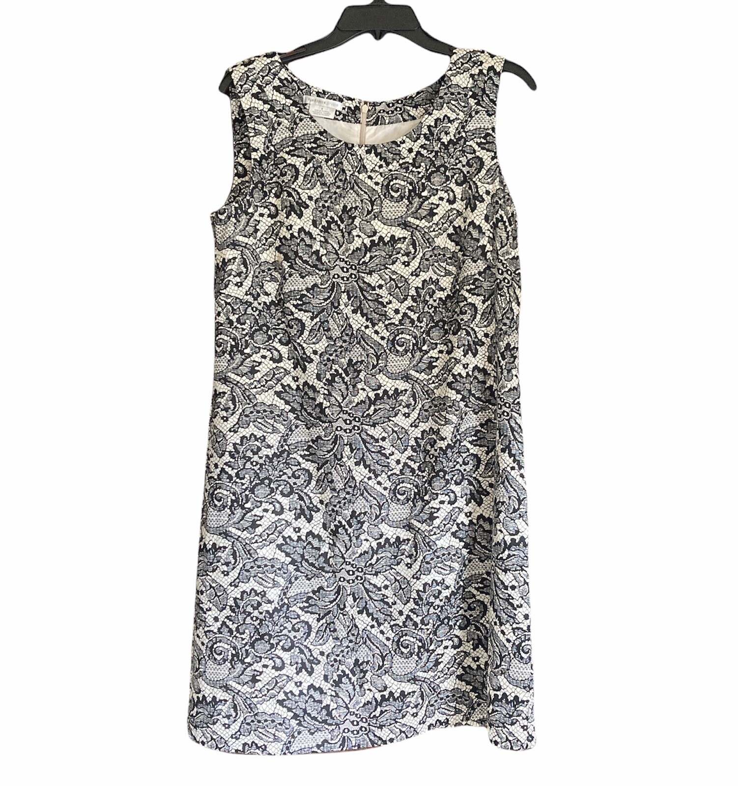 Dress Ladies Sleeveless White Black Lace Van Heusen Floral Sz 8 Day Evening