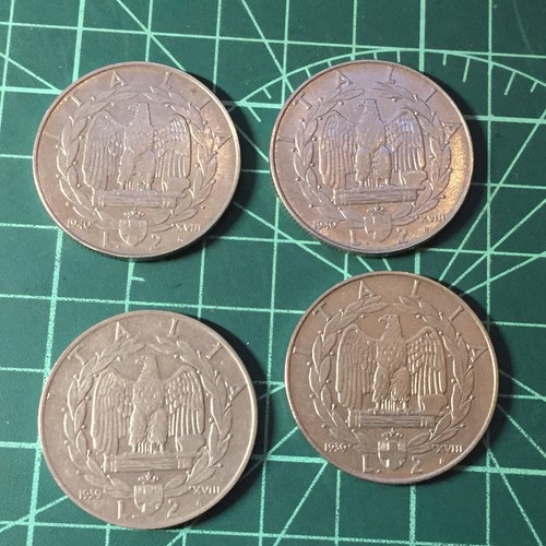 LOT MÜNZEN KÖNIGREICH V. E. III 2 LIRE KAISERREICH 4 MÜNZEN 1939 1940