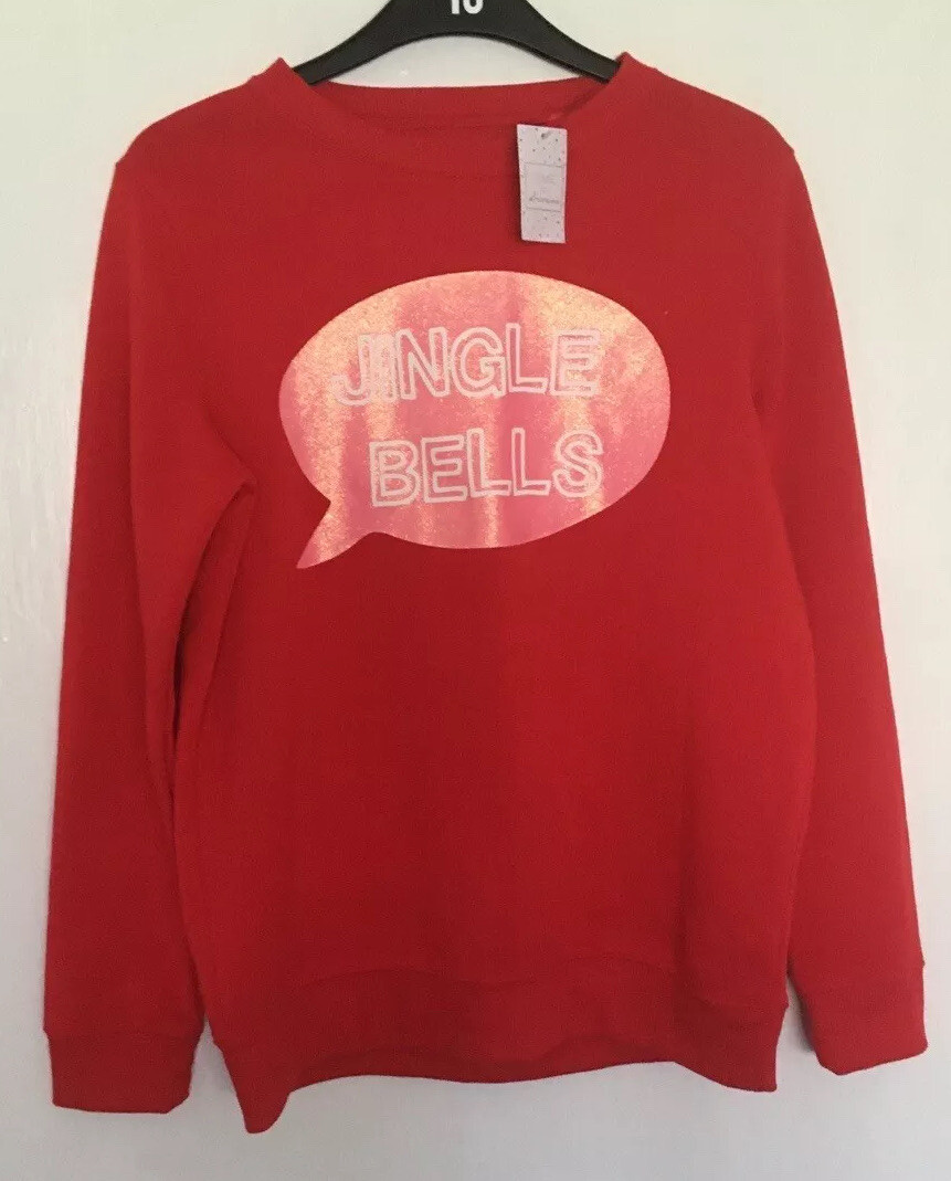 LADIES MATALAN JINGLE BELLS IN SPEECH BUBBLE RED JUMPER SIZE 8-10 BNWT XMAS  NEW 3367920000037 | eBay