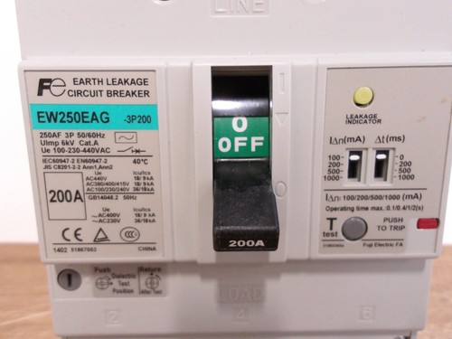 Interruptor de fugas a tierra FUJI 200 AMP 100-230-440 V, #2241155G NUEVO EN CAJA - Imagen 5 de 11