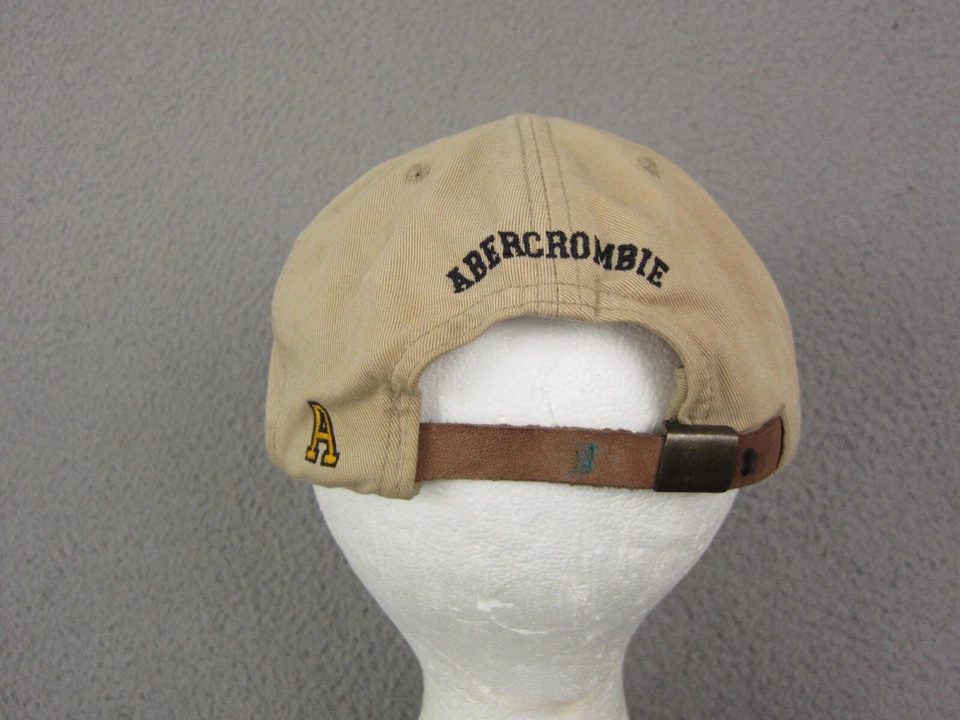 复古 Abercrombie & Fitch 帽子棕色男式均码绑带标志爸爸帽子 — 第 3/4 张图片