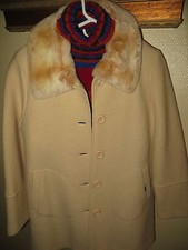 Authentic Geiger Womens New Wool A Line Coat Removeable Chinchilla Fur Collar 8