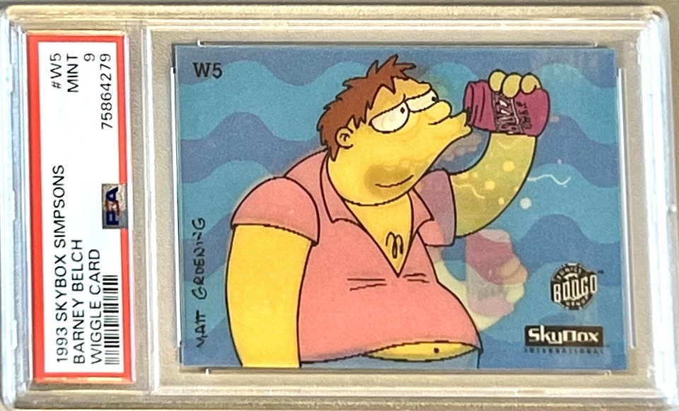 PSA 9 Barney Belch 1993 Skybox The Simpsons Series 1 Wiggle Card Lenticular Holo Foto 3 de 4