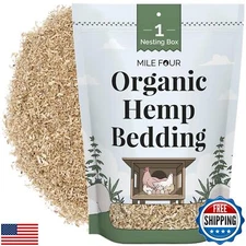 Mile Four Hemp Bedding for Chickens and Chicken Nesting Boxes, 100% Certified