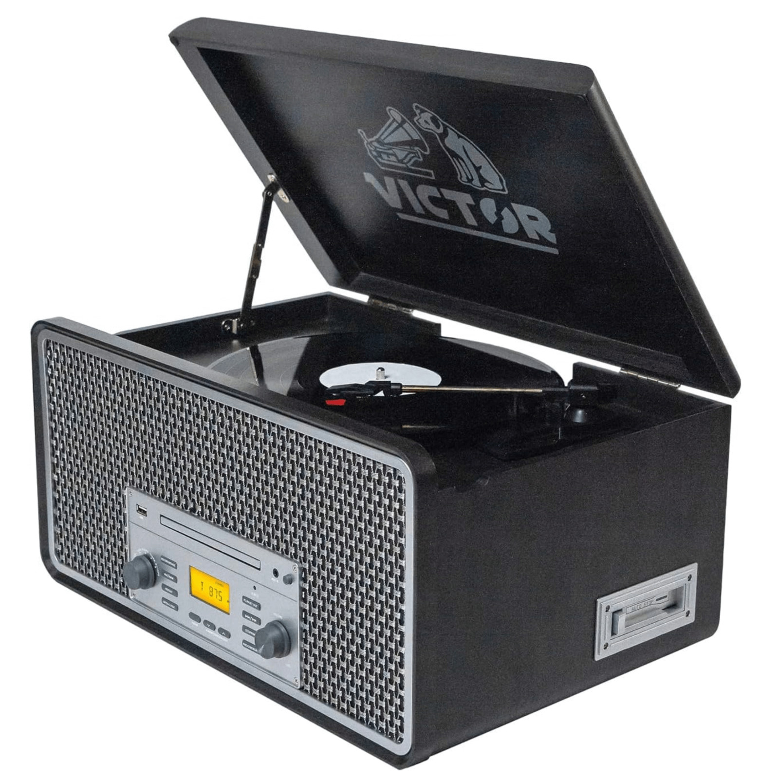 Victor Monument 8-in-1 Wood Music Center with 3-Speed Turnta