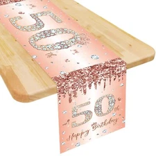 Rose Gold Glamorous Decorative Table Runner 72 x 14 Inches Perfect for Birthd...