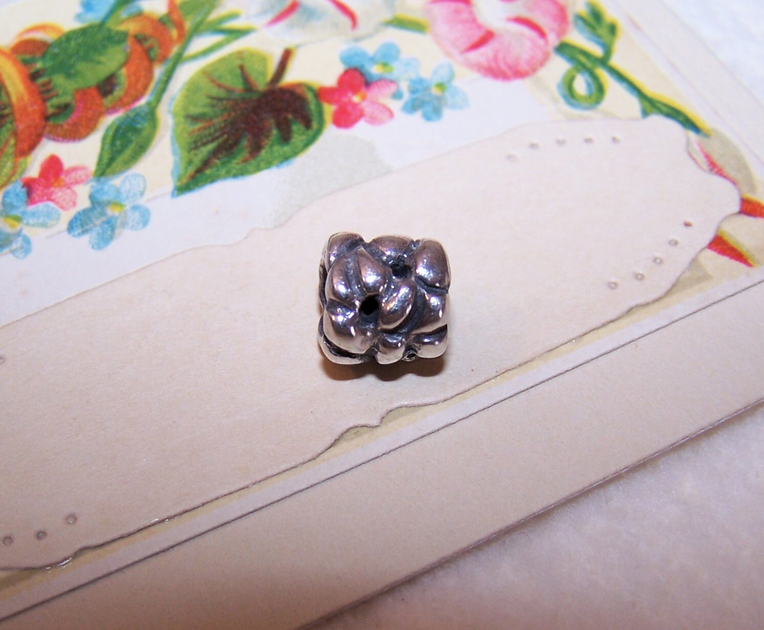 Vintage PANDORA Sterling Silver Cable Knit Rope Bead Charm- Design #790117