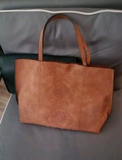 Vintage Large Tooled Leather Tote Bag N.o.s 17"x12"x5" At Bottom 