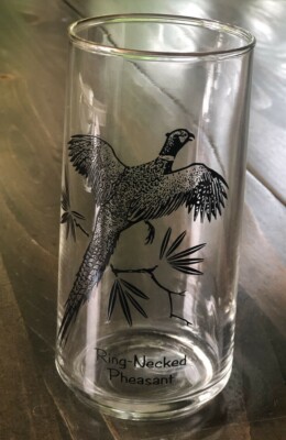 Vintage Glass Hunting Bird Ring-Necked Pheasant Neck Beer Drinking Game