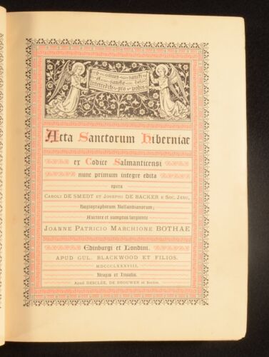 1888 Acta Sanctorum Hiberniae Charles de Smedt Joseph de Backer Latin - Picture 1 of 8