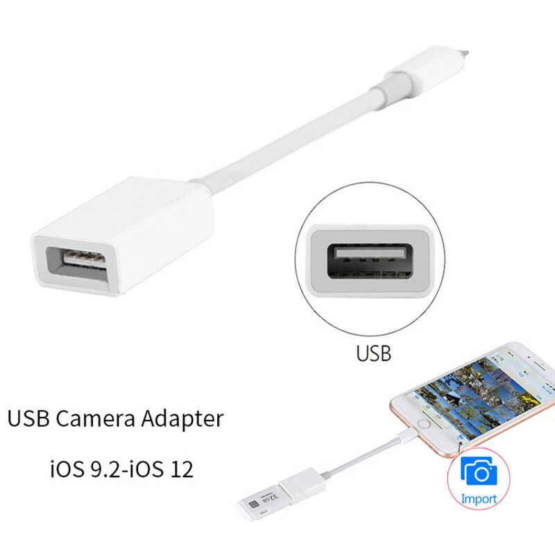 USB Host to 8 Pin Camera Kit Adapter Cable For IPAD IPHONE 8 Plus X XS 11 OTG US - Image 2 of 4