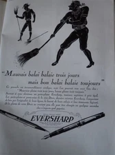 pen holder EVERSHARP bad broom advertising paper ILLUSTRATION 1931 eb