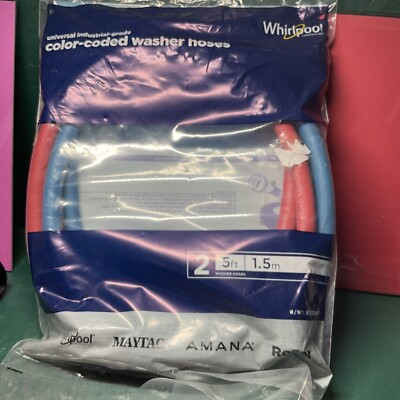#ad Genuine OEM Whirlpool Color Coded Red Blue Washer Hoses 2 5#x27; Hoses #8212545RP $10.00