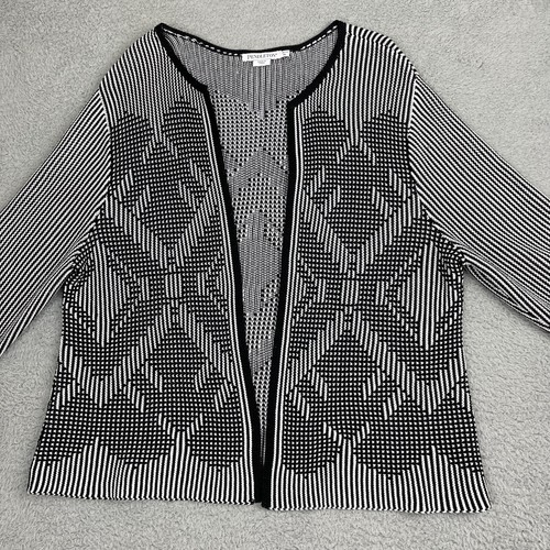 Pendleton Cardigan Women Extra Large Petite XLP Black White Geometric Open Front - Picture 2 of 19