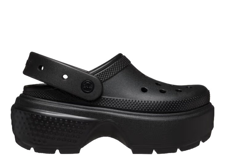 high heel crocs black