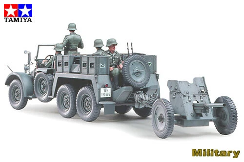 Krupp Protze 1 ton 6x4 Kfz.69 Towing Truck with 3.7 cm Pak 1:35 Plastic Kit - Immagine 2 di 4