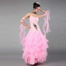 New Latin Ballroom Dance Dress Modern Salsa Waltz Standard Long Dress N023