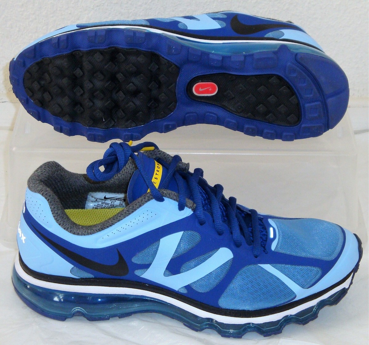 New Nike Air Max 2012 LAF Blue Royal Maize Mens US Size 8.5 US 42 EUR Livestrong Nike Livestrong x Air Max+ 2012 Prism Blue for Sale  main image 3