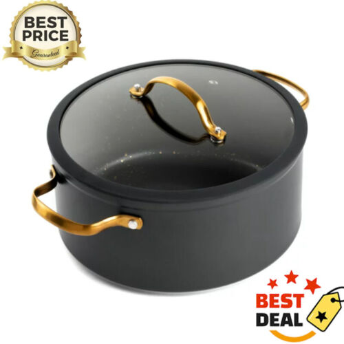Non-Stick 5 QT Signature Stock Pot with Glass Lid Induction Ready for Home US