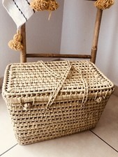 Coffre À Jouets, Malle De Rangement , Panier En Doum Marocain, Vanity