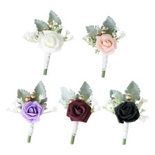 Men Wedding Corsages Artificial Rose Flowers for Bridesmaid Party Prom