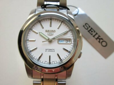 Seiko Men's SNKE49K1 Automatic Stainless Steel White Dial Watch DE*2