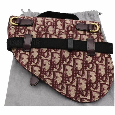 CHRISTIAN DIOR Saddle Oblique Jacquard Belt Bag Burgundy | eBay