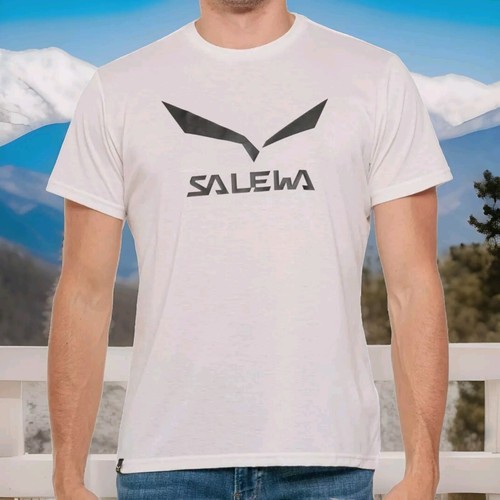 SALEWA Herren Solid Logo Dryton Pure Mountain Tee T-Shirt XL Weiß Neu mit Etikett