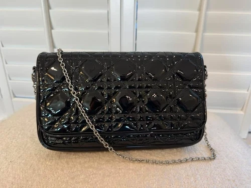 Christian Dior WOC Pochette Cannage Quilt Patent, bandoulière, sac à bandoulière ou pochette