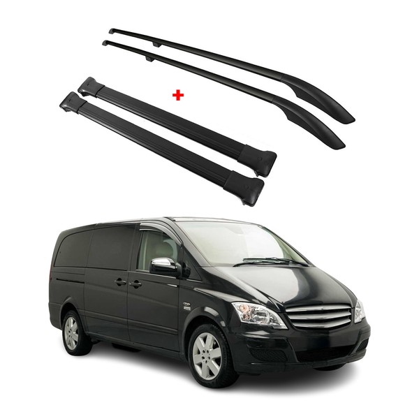 DachträGer + FahrradträGer Satz FüR Mercedes Vito W447 W639 2003-26 L1 Schwarz-image