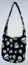 Borsa a tracolla hobo cotone stampa teschio nero gotico punk halloween tracolla slouchy