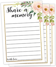 50 Share a Memory Cards, Funeral Guest Book, Memory Card for Celebration of Life