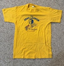 Vintage 80s The John Lennon Bentley Graphic T Shirt S USA Made Yellow