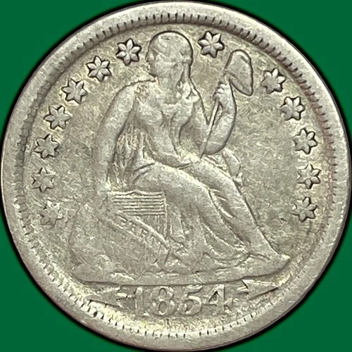 1854 Arrows Seated Liberty Dime Choice Very Fine VF+ Coin #33565