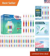 Kids and Family Toothbrush Bulk Pack - 100 Individually Wrapped, Travel Friendly