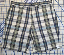 JCP Plaid Flat Front Casual Shorts Men's Size 32 New 