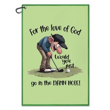 For The Love Of God Green Golf Towel With Clip Funny Accessories For Men