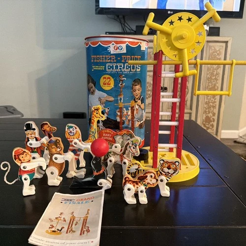 FISHER PRICE JR COMPLETE CIRCUS SET 22 PCS - 1963 - GREAT VINTAGE CONDITION