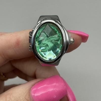 Bozhi Ring Watch Womens 20mm Hidden Dial Green Crystal  display picture 1
