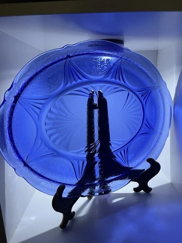 Hazel-Atlas Royal Lace Cobalt Blue Vintage Depression Glass Server Platter