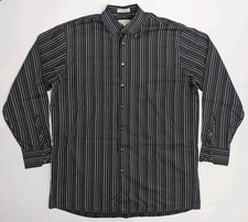 Vtg John W Nordstrom Button Up Dress Shirt XL Tall Hong Kong Vertical Striped