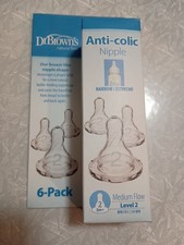 Dr Brown's Anti Colic Baby Bottle Nipple 6 Pack Narrow Level 2 Nipples