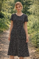 VTG Talbots Womens  Dress Polka Dot Black White Classic Old Money Modesty