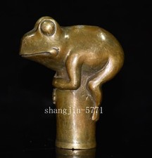 Brass Frog Statue Walking Stick Cane Toad Animal Head Handle DIY Tool Collection