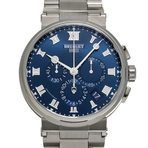 BREGUET Marine Chronograph 5527TI/Y1/TWO Blue Men's Used Watch #41021