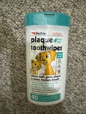 Petkin Plaque Toothwipes Fresh Mint Flavor Dog  Cat Dental Wipes 40 ct Safe E1