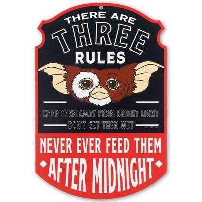 Gremlins There are Three Rules Metal Wall 7.5 inches x 0.13 inches, Red/Black